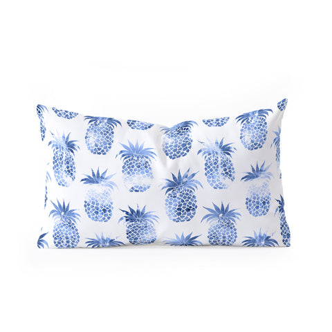 Schatzi Brown Pineapples Blue Oblong Throw Pillow