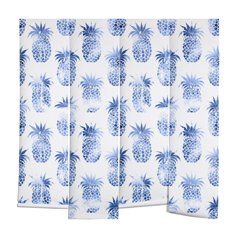 Schatzi Brown Pineapples Blue Wall Mural