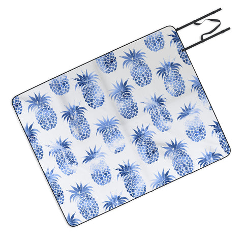 Schatzi Brown Pineapples Blue Picnic Blanket