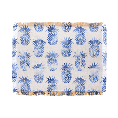 Schatzi Brown Pineapples Blue Throw Blanket