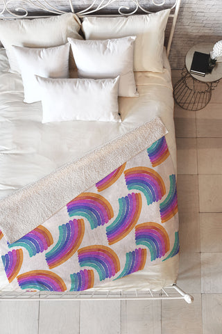 Schatzi Brown Rainbow Arch Fleece Throw Blanket