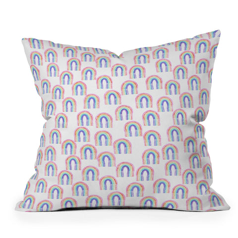 Schatzi Brown Rainbow Rain Throw Pillow