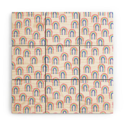 Schatzi Brown Rainbow Rain Wood Wall Mural