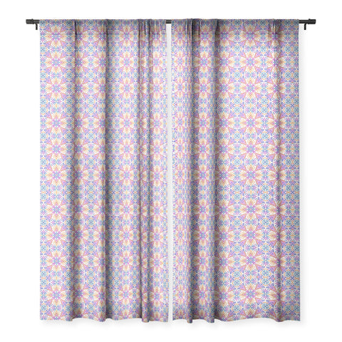 Schatzi Brown Rainbow Tribal Boho 2 Sheer Window Curtain