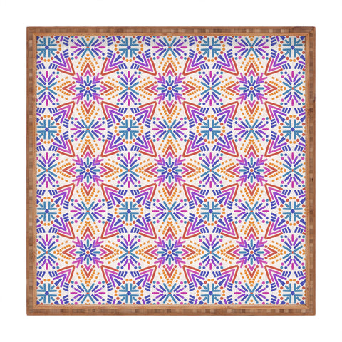 Schatzi Brown Rainbow Tribal Boho 2 Square Tray