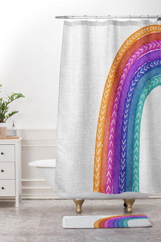 Schatzi Brown Rainbow Tribal Jumbo Shower Curtain And Mat