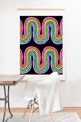 Schatzi Brown Rainbow Wave Black Art Print And Hanger