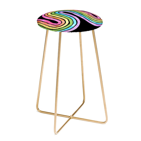 Schatzi Brown Rainbow Wave Black Counter Stool