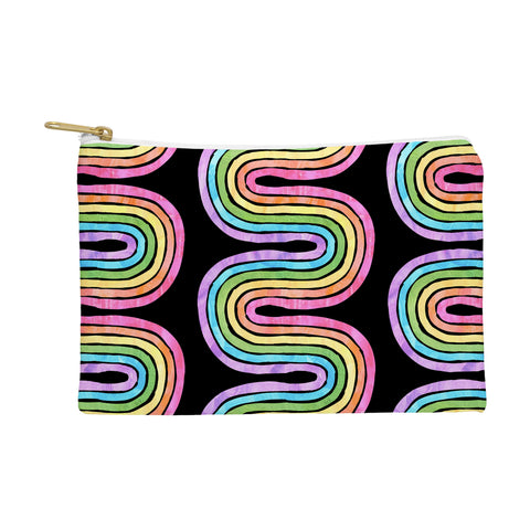 Schatzi Brown Rainbow Wave Black Pouch