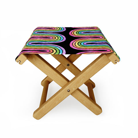 Schatzi Brown Rainbow Wave Black Folding Stool