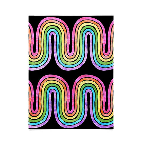 Schatzi Brown Rainbow Wave Black Poster