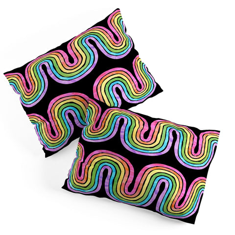Schatzi Brown Rainbow Wave Black Pillow Shams