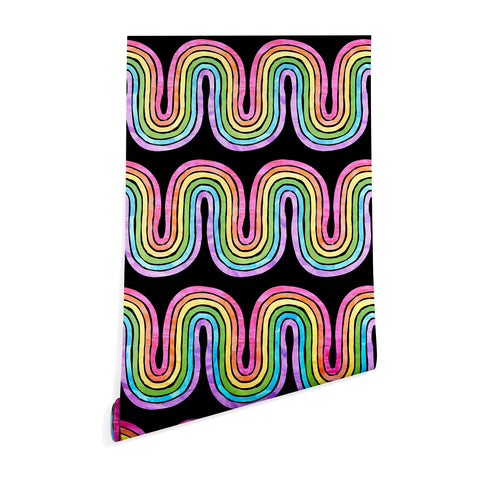 Schatzi Brown Rainbow Wave Black Wallpaper