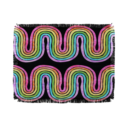 Schatzi Brown Rainbow Wave Black Throw Blanket