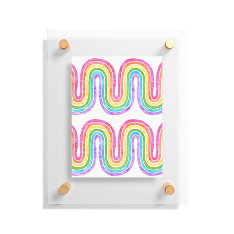 Schatzi Brown Rainbow Wave White Floating Acrylic Print