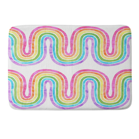 Schatzi Brown Rainbow Wave White Memory Foam Bath Mat