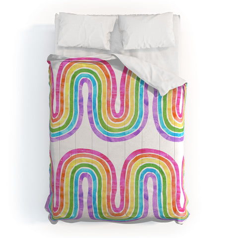 Schatzi Brown Rainbow Wave White Comforter