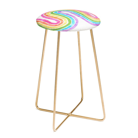 Schatzi Brown Rainbow Wave White Counter Stool