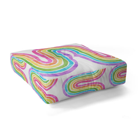 Schatzi Brown Rainbow Wave White Floor Pillow Square