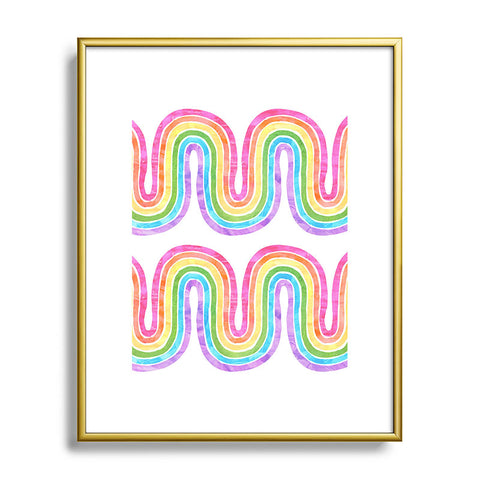 Schatzi Brown Rainbow Wave White Metal Framed Art Print