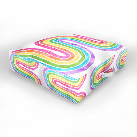 Schatzi Brown Rainbow Wave White Outdoor Floor Cushion