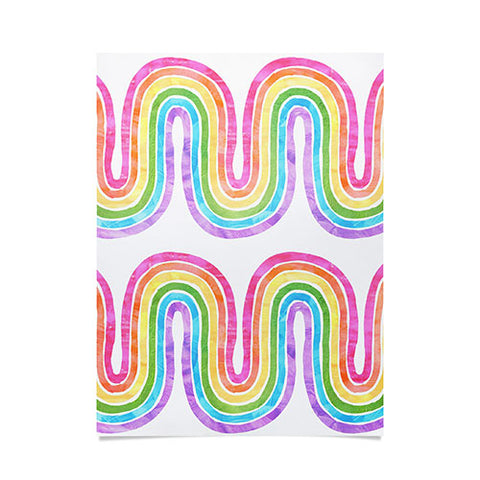 Schatzi Brown Rainbow Wave White Poster
