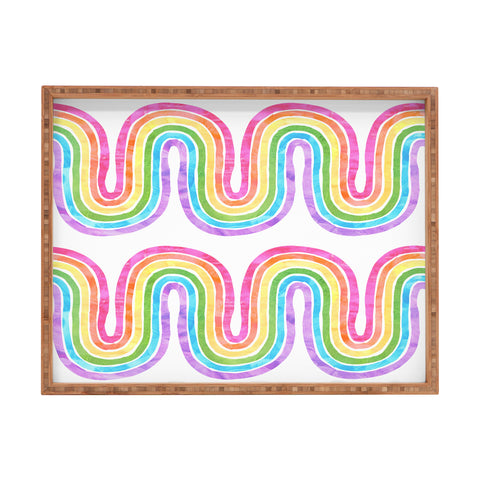 Schatzi Brown Rainbow Wave White Rectangular Tray