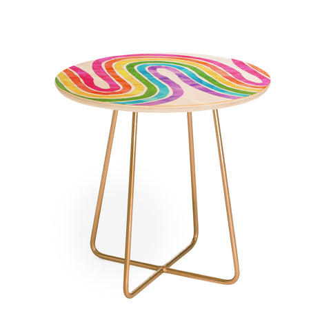 Schatzi Brown Rainbow Wave White Round Side Table