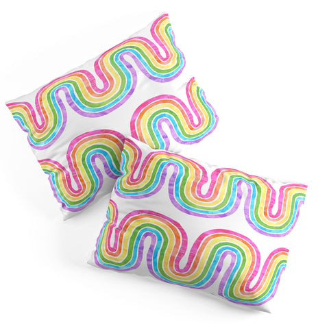 Schatzi Brown Rainbow Wave White Pillow Shams