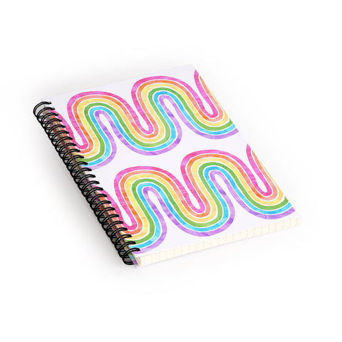 Schatzi Brown Rainbow Wave White Spiral Notebook
