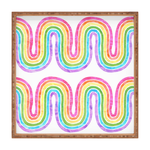 Schatzi Brown Rainbow Wave White Square Tray