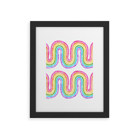 Schatzi Brown Rainbow Wave White Framed Art Print