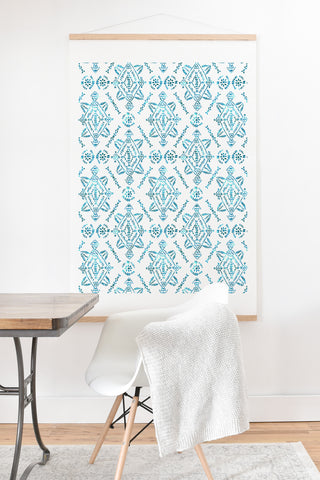 Schatzi Brown Reeve Pattern Aqua Art Print And Hanger