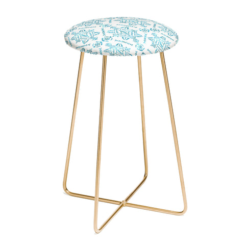 Schatzi Brown Reeve Pattern Aqua Counter Stool