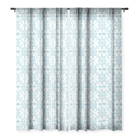 Schatzi Brown Reeve Pattern Aqua Sheer Window Curtain