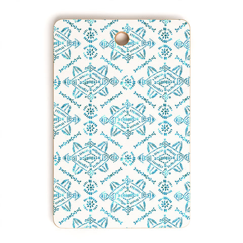 Schatzi Brown Reeve Pattern Aqua Cutting Board Rectangle