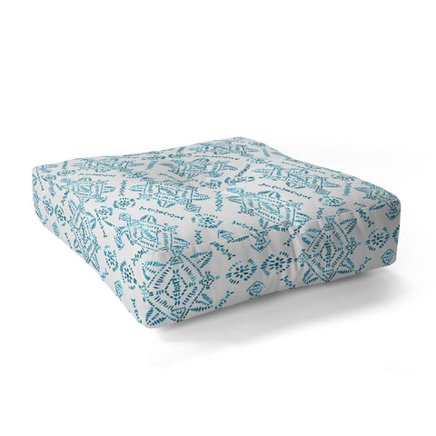 Schatzi Brown Reeve Pattern Aqua Floor Pillow Square
