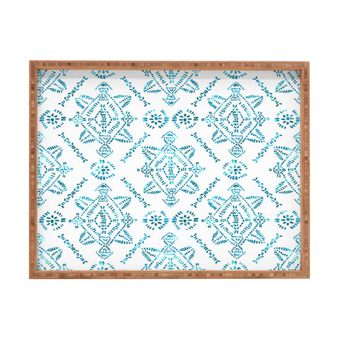 Schatzi Brown Reeve Pattern Aqua Rectangular Tray