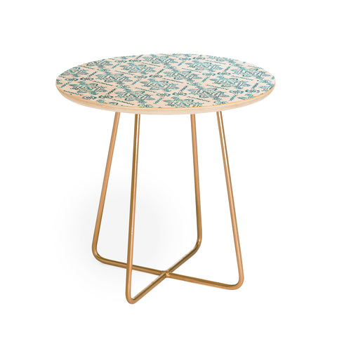 Schatzi Brown Reeve Pattern Aqua Round Side Table
