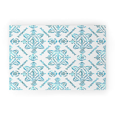 Schatzi Brown Reeve Pattern Aqua Welcome Mat