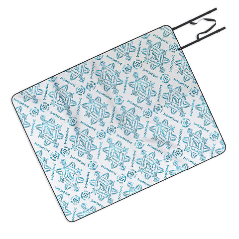 Schatzi Brown Reeve Pattern Aqua Picnic Blanket