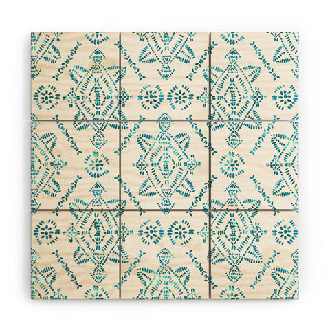 Schatzi Brown Reeve Pattern Aqua Wood Wall Mural