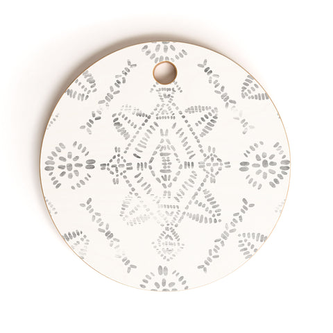 Schatzi Brown Reeve Pattern White Cutting Board Round
