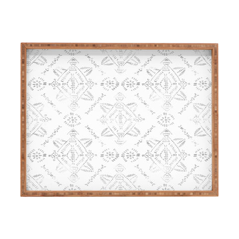 Schatzi Brown Reeve Pattern White Rectangular Tray