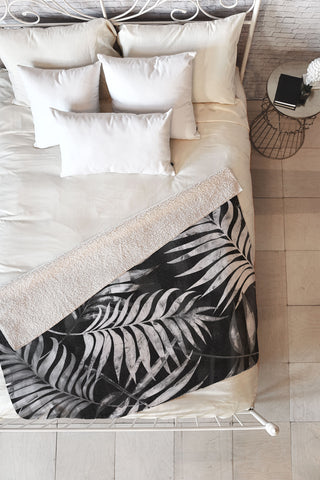 Schatzi Brown Reeya Tropical Black Fleece Throw Blanket