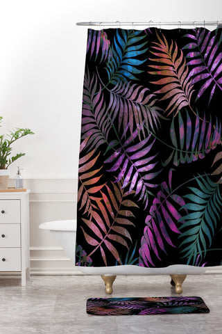 Schatzi Brown Reeya Tropical Night Shower Curtain And Mat