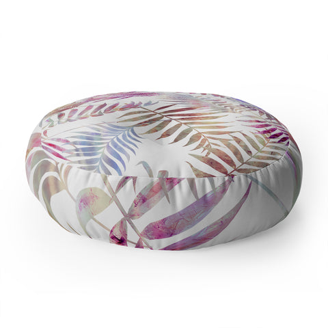 Schatzi Brown Reeya Tropical White Floor Pillow Round