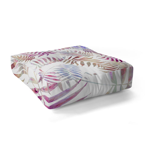 Schatzi Brown Reeya Tropical White Floor Pillow Square