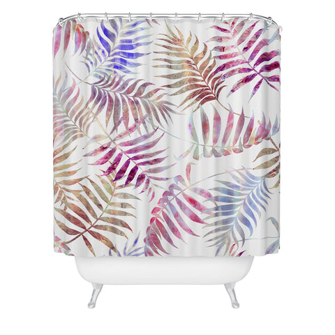 Schatzi Brown Reeya Tropical White Shower Curtain