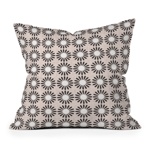 Schatzi Brown Retro Jumbo Daisy Black Throw Pillow